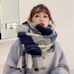 2023マフラー女性冬の韓国版百合秋のカシミヤの格子を模して首を囲んで保温学生カップルのマントを厚くする