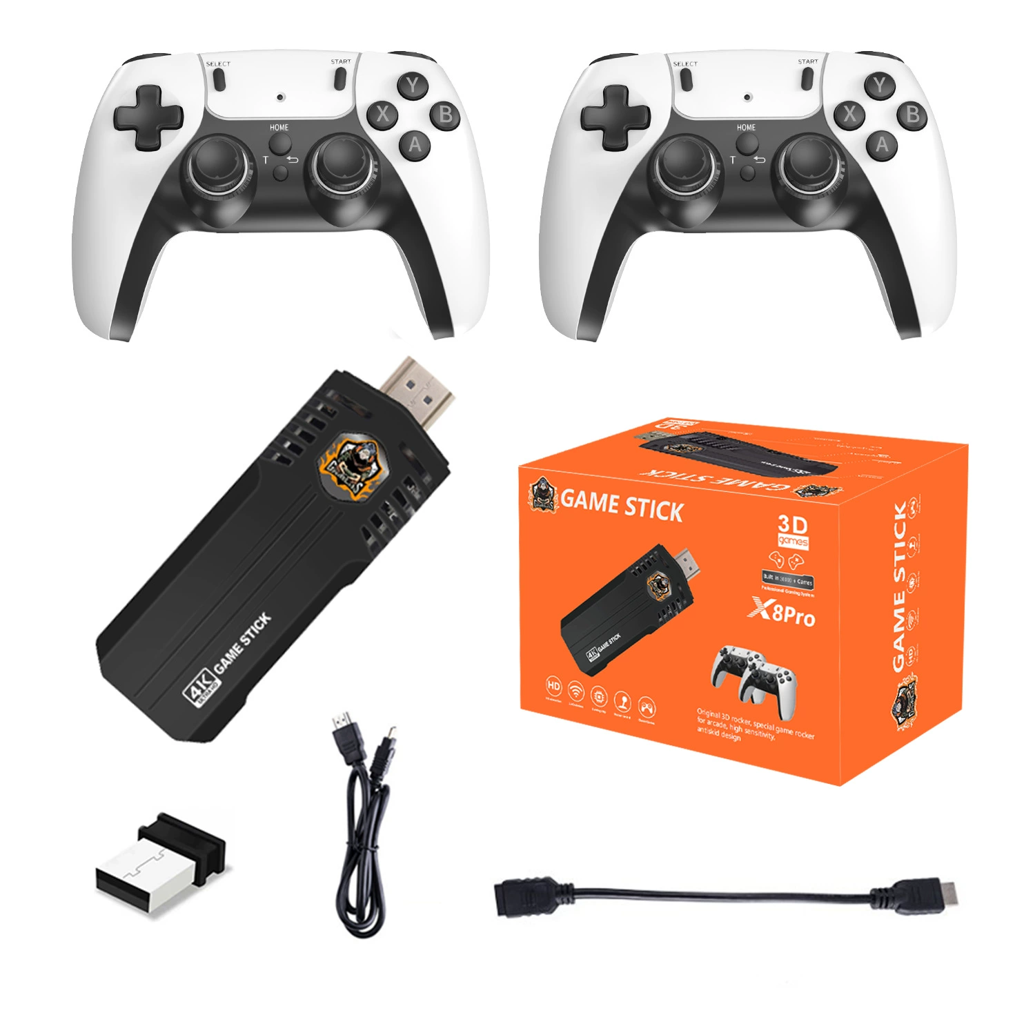 Новая игровая консоль X8pro для дома 2.4G беспроводная, HD ретро, 30000+ игр, 3D-режим