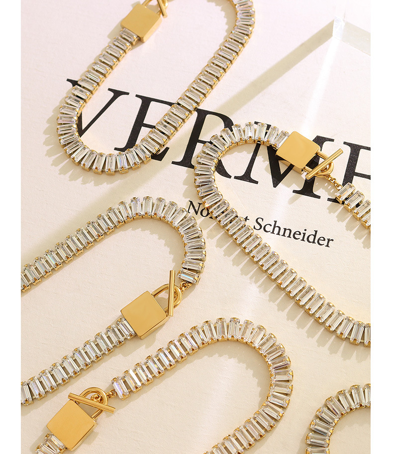 European and American lock T buckle zircon inlaid bracelet