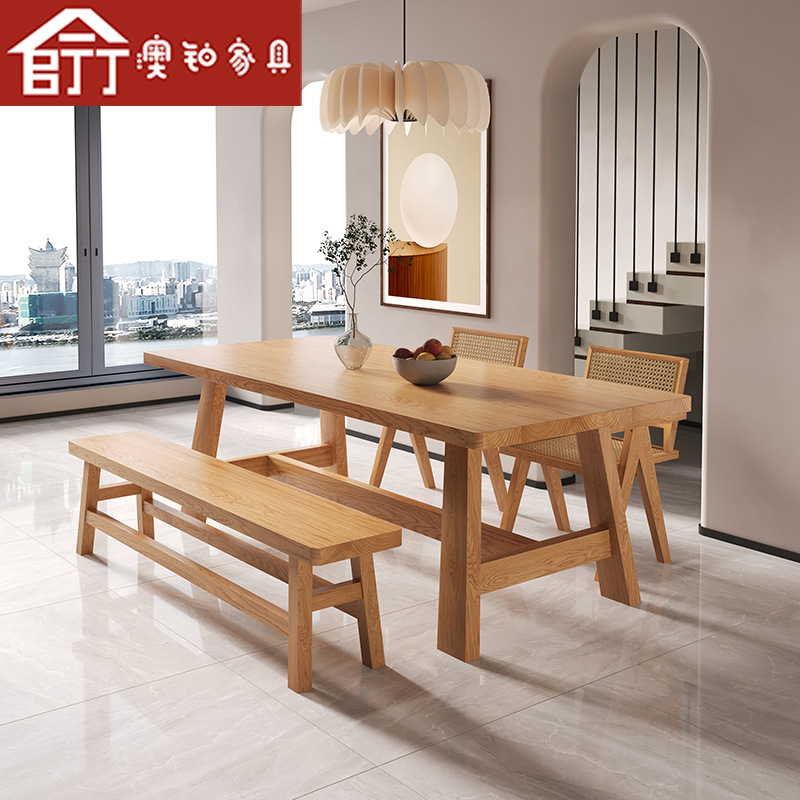 Australian platinum modern minimalist dining room solid wood dining table for home use small apartment rectangular ash wood negotiation dining table