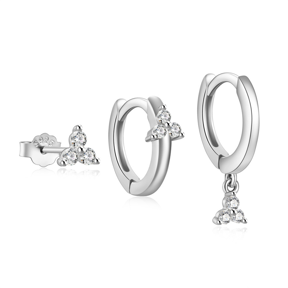 3g Weight Hoop Earrings, Ear Studs Classification 1 Set Quantity Daily Occasion 925 Sterling Silver Material Star, Butterfly Pattern Women's Gender Plating Design Simple Style Style 1 Set 925 Sterling Silver Star Butterfly Hoop Earrings Ear Studs 79