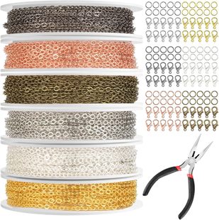 Cross-Border European and American Popular 6-Color Stainless Steel Chain with Lobster Clasp Hanging Ring 18m DIY Necklace Bracelet Factory Direct Sale