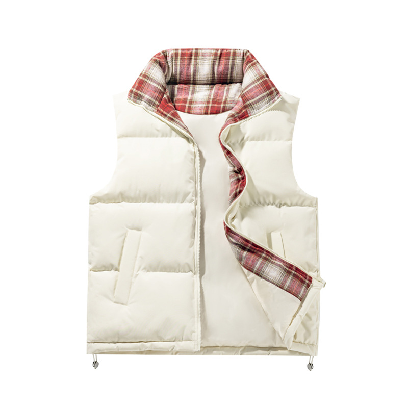 Plaid Patchwork Down Cotton Autumn Winter New Loose Plus Size Men's Casual Sports Thickened Warm Vest_voghion.com