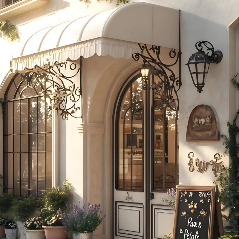 European-Style Retro Villa Iron Art Canopy for Outdoor Courtyard Windows, Sunshade and Rainproof Shelter, Sturdy and Durable, Project Price