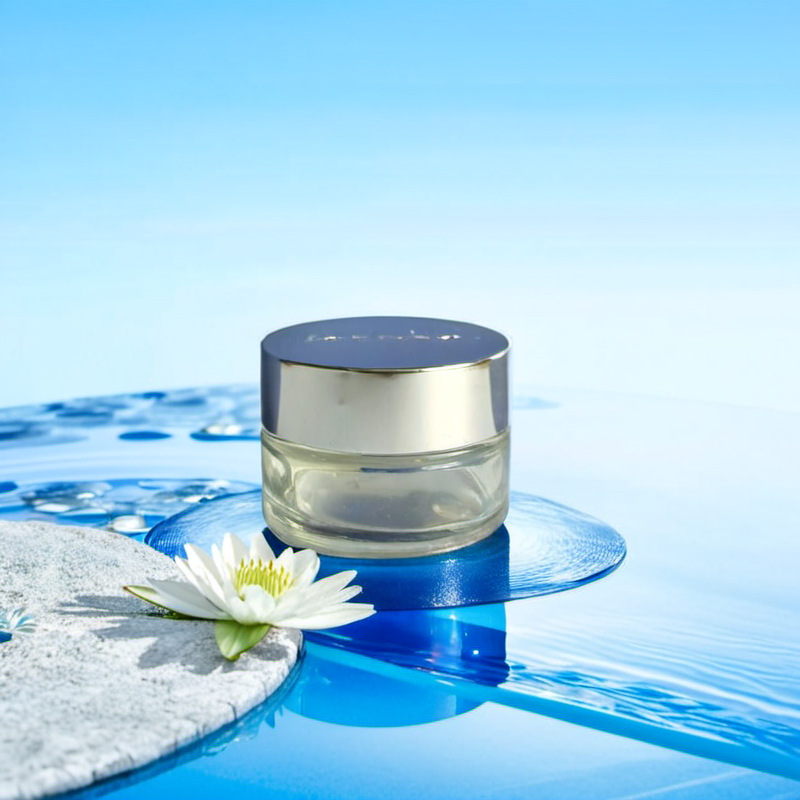 厂家现货供应20g透明玻璃膏霜瓶配套铝盖 眼霜瓶 化妆品包装瓶