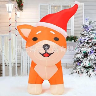 Cross-border Christmas Inflatable Decorations Inflatable Christmas Puppy Hat with Light Holiday Courtyard Lawn Christmas Air Model
