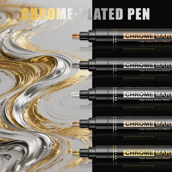 Chrome-Plated Marker Model Gundam Color DIY Touch-Up Pen Waterproof Mirror Metal Paint Pen High-Gloss Nail Art Pen