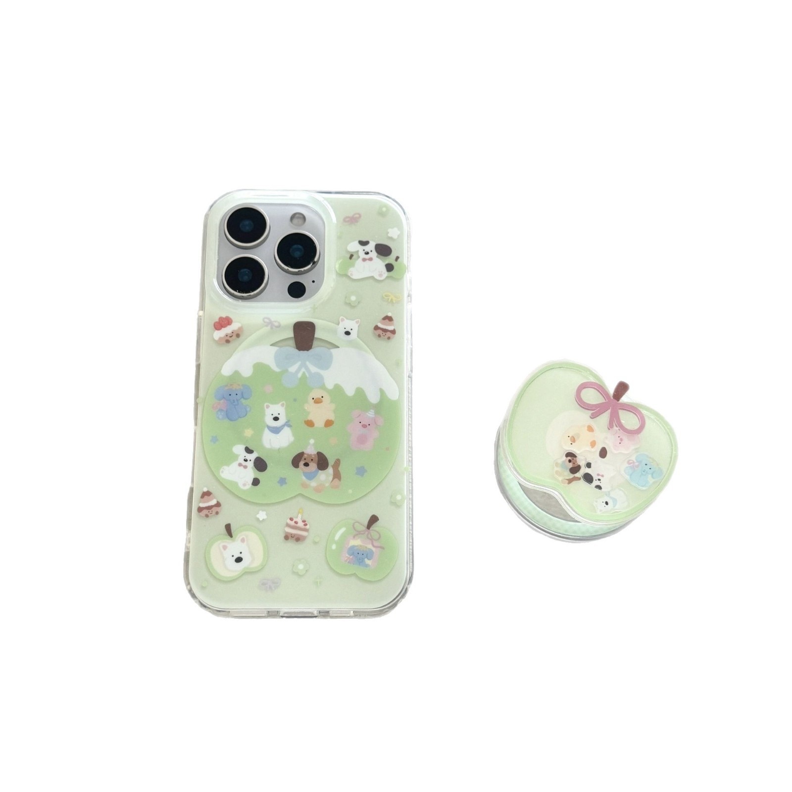 Ins dibujos animados lindo manzana animal mecedora para Apple 15/16ProMax funda para teléfono móvil iphone14 hembra