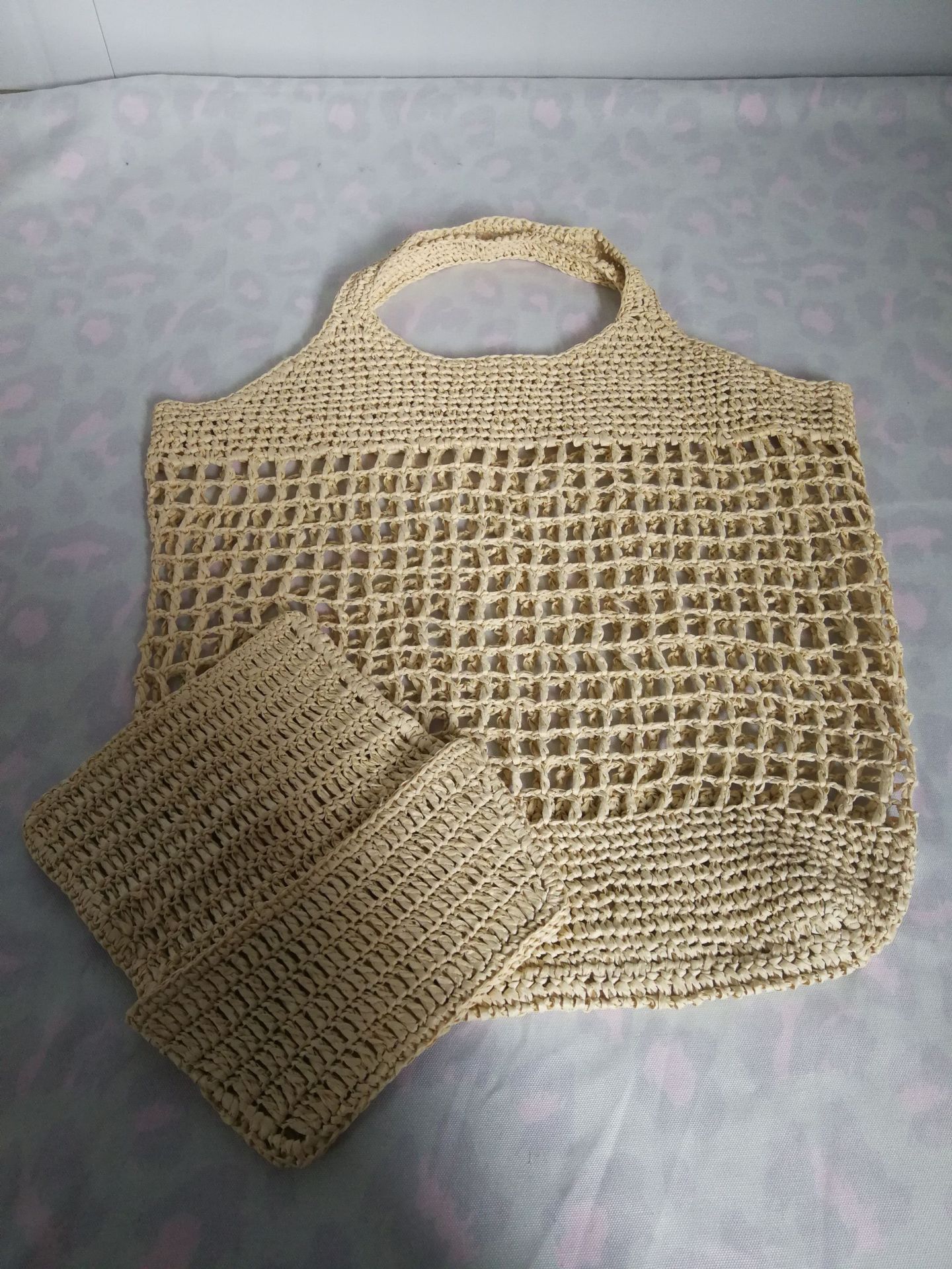Universal capacious straw beach bag one shoulder