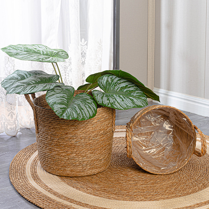 Gran flor abrazando barril, canasta de tejido de aescinia diy abrazando barril de estilo floral idílico diy canasta de arrastre de flores