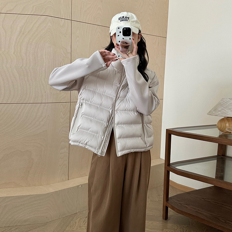 2025新款短外套女士羽绒棉服轻薄排骨上衣立领棉衣夹克拼接小个子|undefined