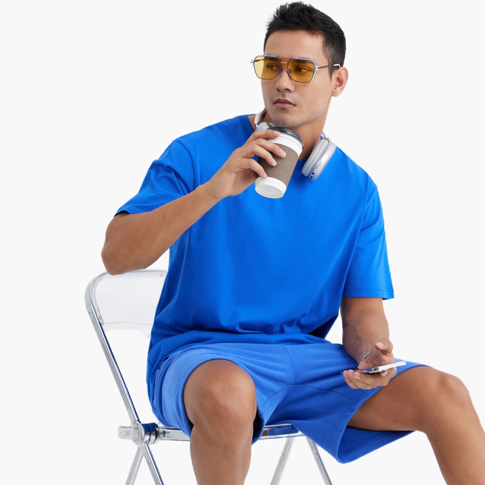 Ropa de hombre LVLV | Transmisión en vivo de comercio electrónico transfronterizo algodón fresco de manga corta camiseta hombres y mujeres de color sólido pareja T-imagen de impresión