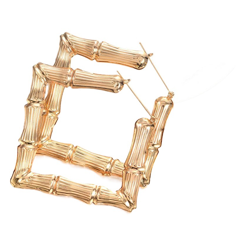 wish Amazon Europe and America Exaggerated Golden Circle hiphop Street Dance Earrings Earrings Oversized Bamboo Earrings