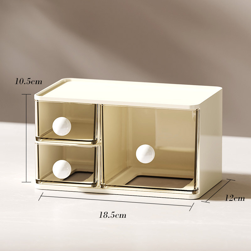 La Caja de almacenamiento de estilo cajón de viento crema ins, los suministros del dormitorio estudiantil de la Mesa se apilan en varias capas y la Caja de almacenamiento a prueba de polvo.