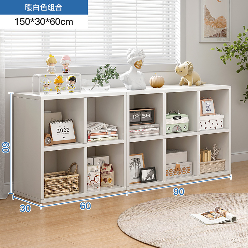 Estante de cosméticos de estilo crema, gabinete de rejilla de piso a techo lateral de mesa, gabinete de ocho compartillas, gabinete de almacenamiento de perfumes para productos para el cuidado de la piel