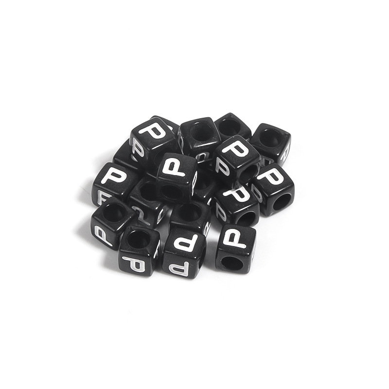 100 / paquete de acrílico fondo negro cuadrado letras blancas 26 letras individuales gotas de aceite cuentas DIY accesorios de cadena de teléfono móvil image 22