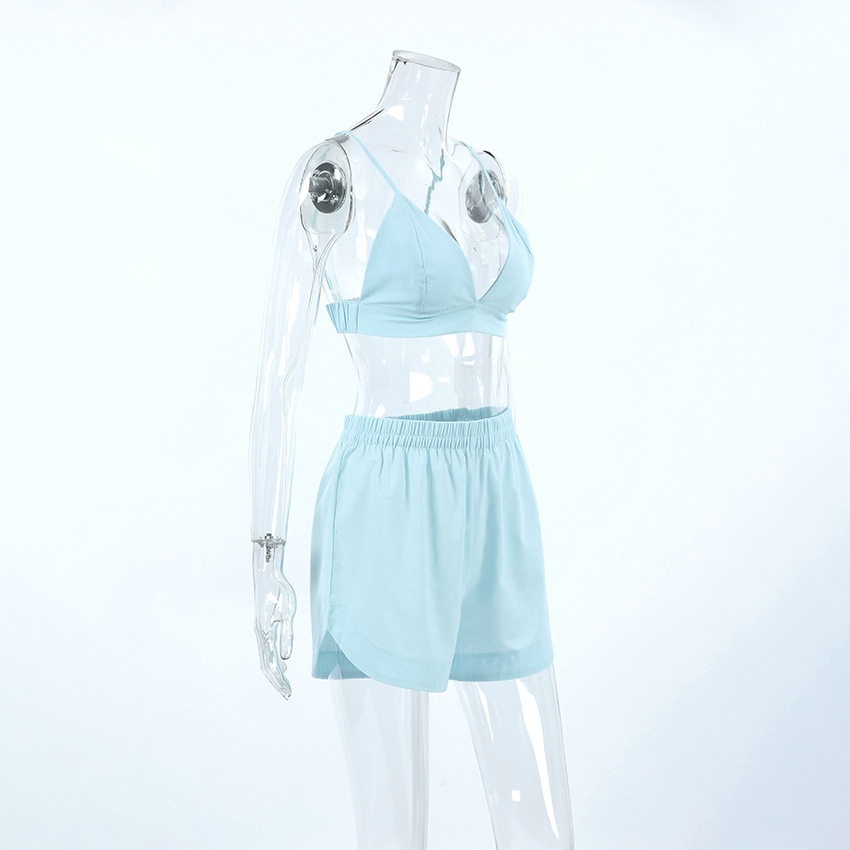 413g Weight Long Sleeve Sleeve Length Pajamas Lingerie Type Cotton Fabric Type Short Top Length Shorts Sets Sets Type 3 Pieces Set Quantity Home, Outdoor Occasion Halter Neck Neckline Breathable Function Regular Fit Fit Type Solid Color Pattern Summer, Spring Season Women's Gender Simple Style Style Home Outdoor Women's Simple Style Solid Color Cotton Shorts Sets Pajama Sets 4