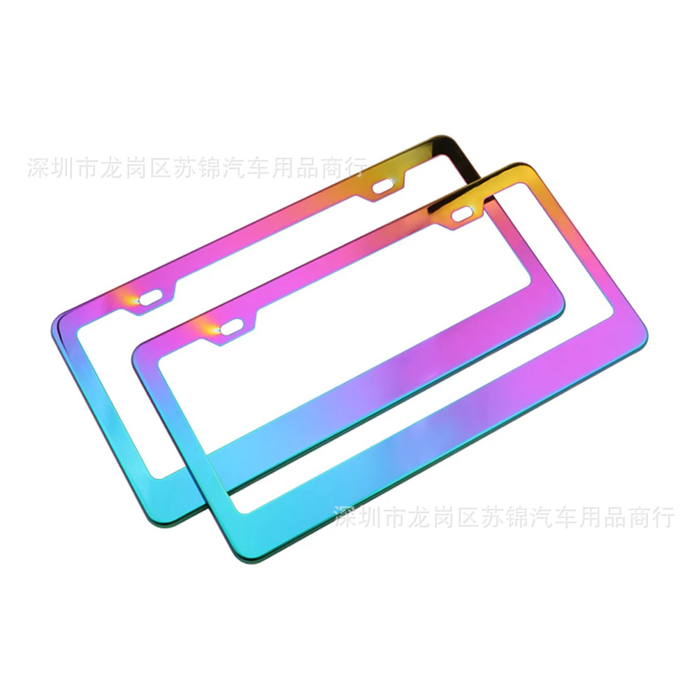Cross-Border Amazon Ebay Popular Car American Standard Spray Plastic Black License Plate Frame American Standard Stainless Steel License Plate Frame