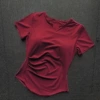 Short sleeve] Deep red