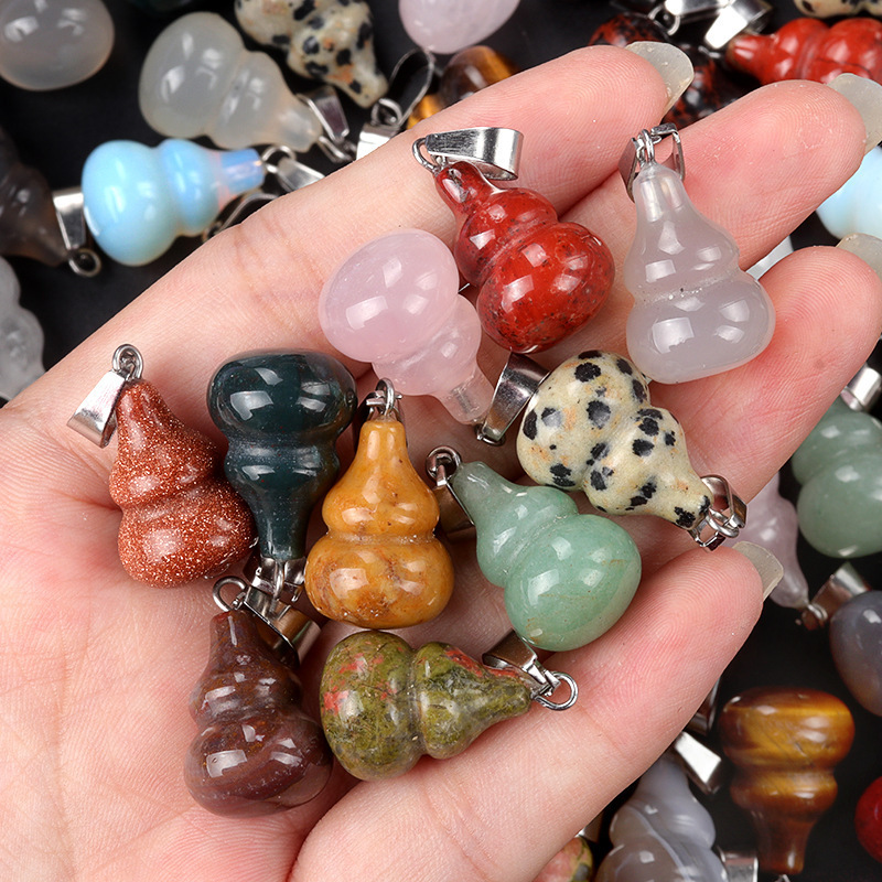 20mmヒョウタンペンダント天然水晶半宝石ヒョウタンペンダントDIYイヤリングネックレスアクセサリーアクセサリー|undefined