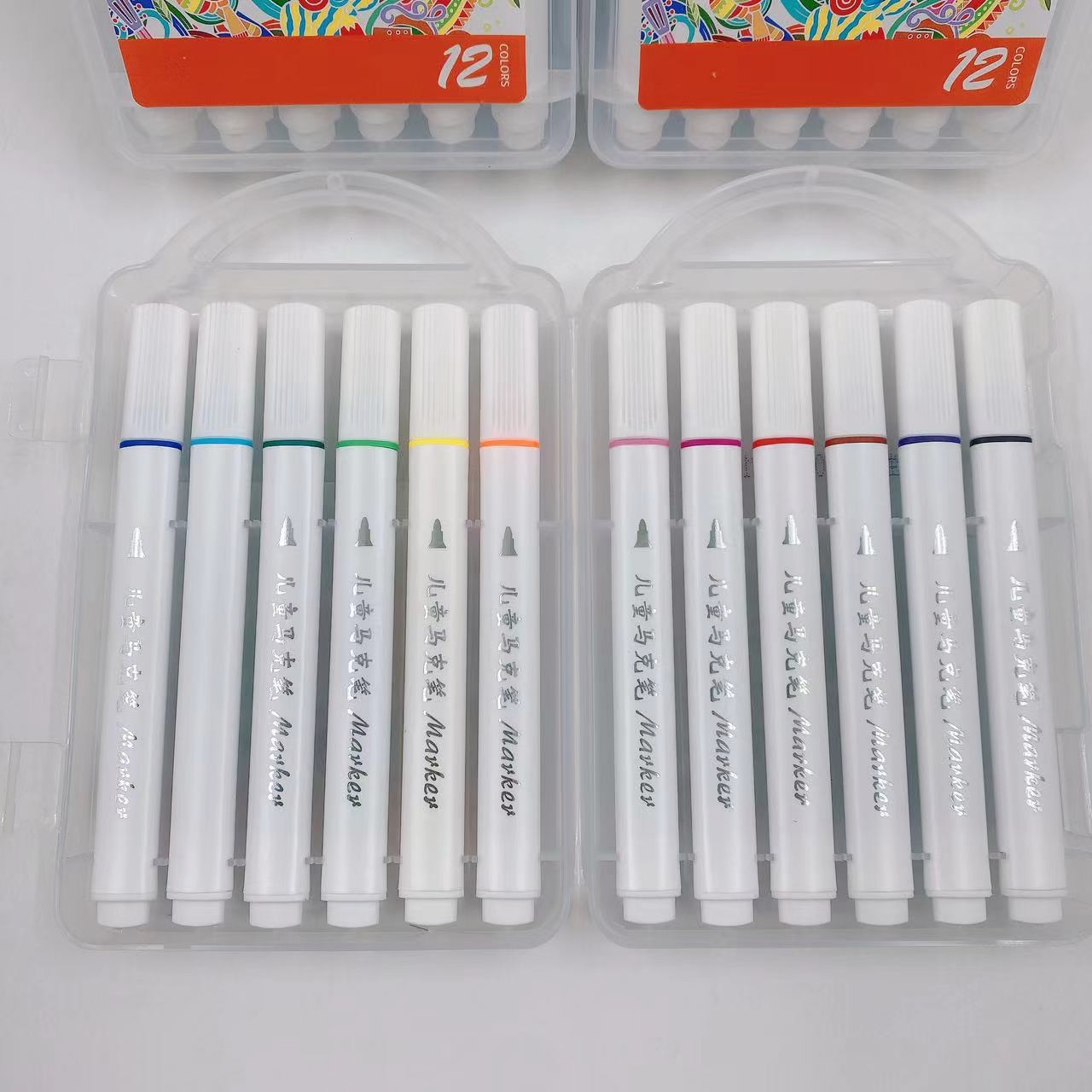 Al por mayor acrílico marcador de pluma para niños de arte acuoso 12 colores pluma de color jardín de infantes dibujo conjunto de cabeza suave