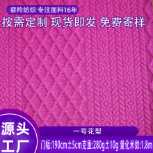 工厂供应针织夹丝提花外贸280克涤空气棉立体感几何花型针织面料