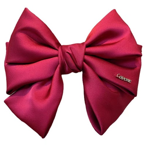 Three-layered satin large bow hairpin, internet celebrity's same style spring clip hair ornament for the back of the head, Korean style elegant fabric hair accessory