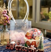 38女神节慕斯球蛋糕盒透明鲜花手提袋水晶圆球烘焙包装4寸5寸女王