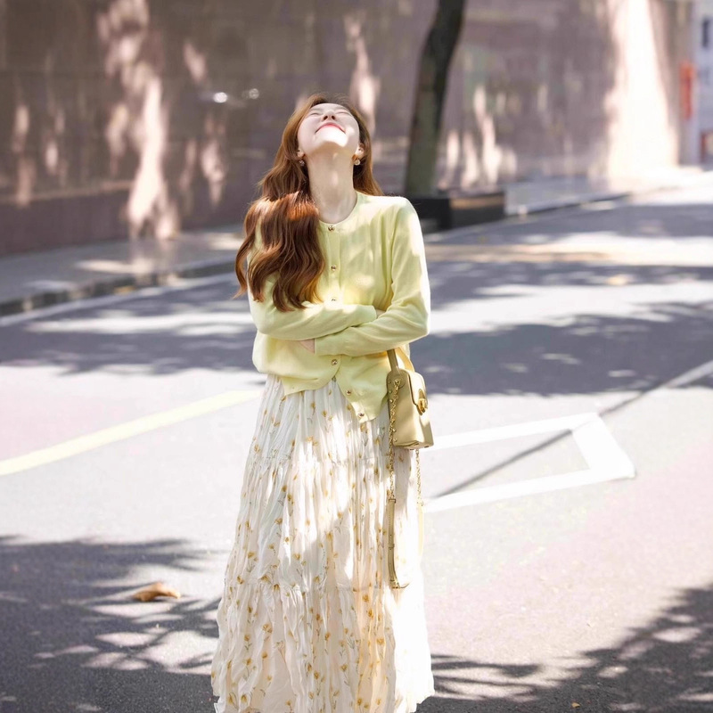 2026 Spring New Fashion Trendy Beautiful Set Dress Korean Style Knitwear Dress for Slightly Plump Girls