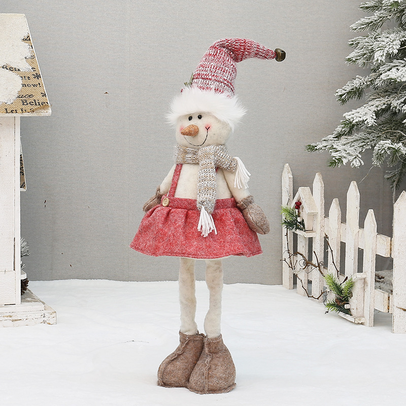 2025 新しいクリスマスギフトピンク伸縮人形老人雪だるまヘラジカ人形ホリデー人形小さなギフト|undefined