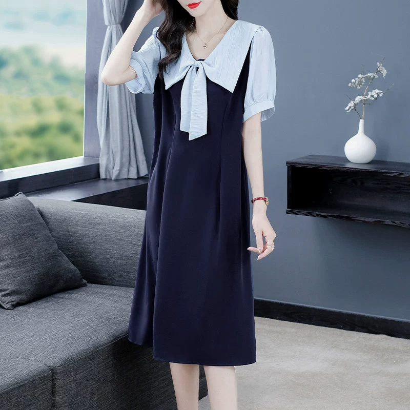 Высококачественное Элегантное летнее модное платье принцессы с короткими рукавами для круглых девочек больших размеров в Корейском стиле, женская одежда для мам среднего возраста