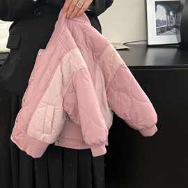 女童棉衣冬装2025宝宝洋气新款加厚保暖棉服儿童洋气棒球服外套潮
