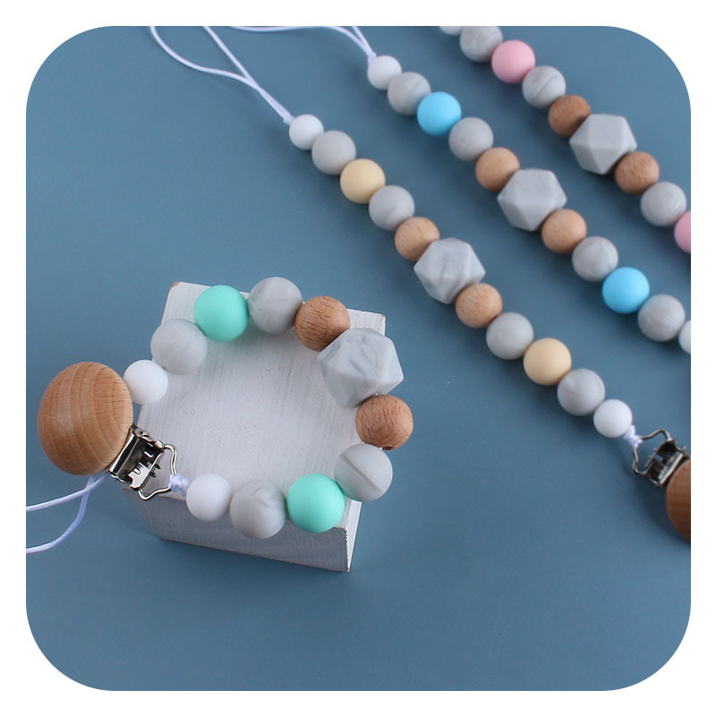 DIY bebé suministros de haya chupete clip de juguete Cadena de chupete de silicona bebé molar mordedor chupete cadena anti-perdida cadena