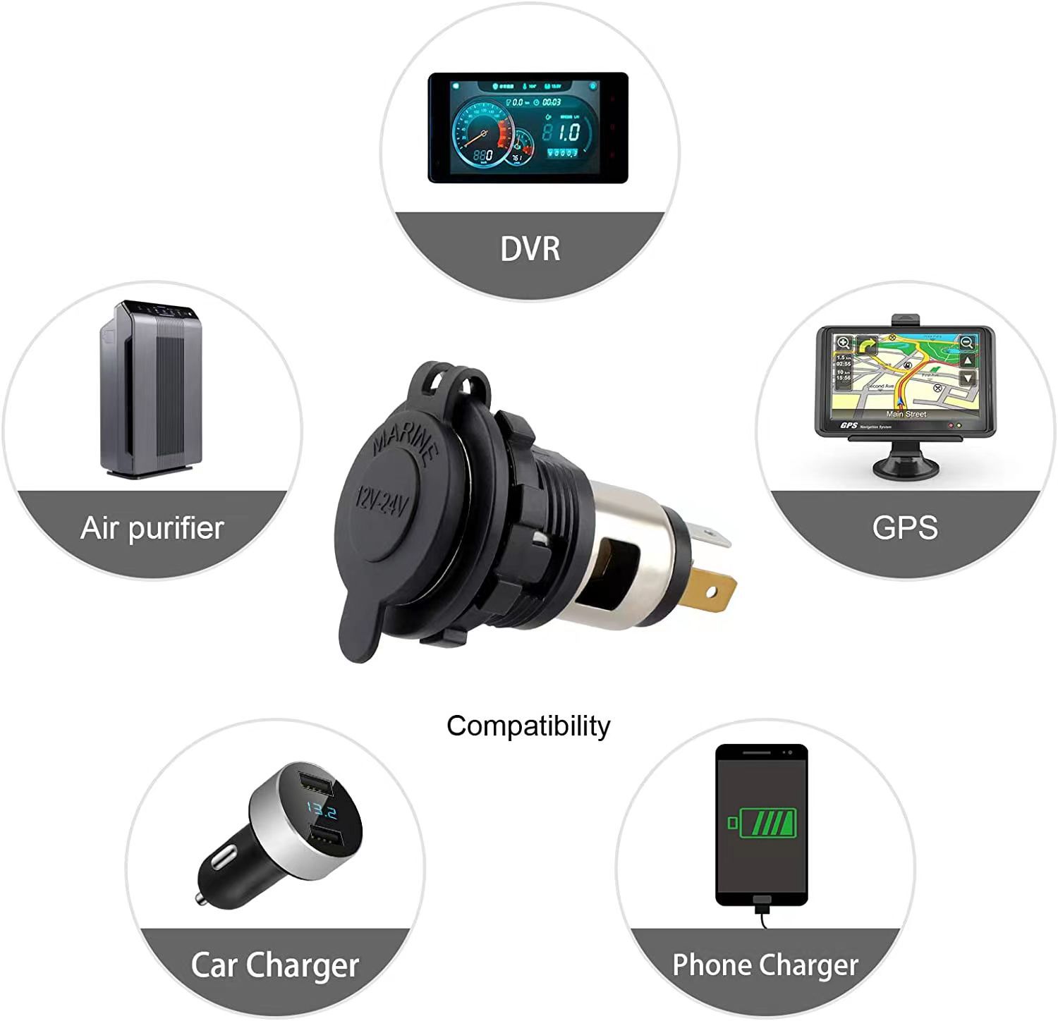 Car motorcycle modified cigarette lighter female Seat car cigarette lighter female seat screw fixed car power supply female seat