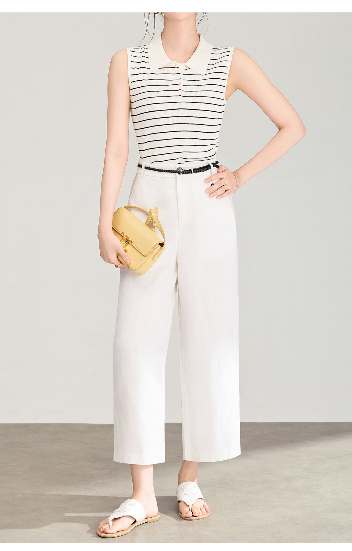 Quần culottes nữ ống rộng dáng suông, cạp cao, chất liệu tencel linen thoáng mát, phù hợp mùa hè — Xanh lông mòng đen chi tiết 17