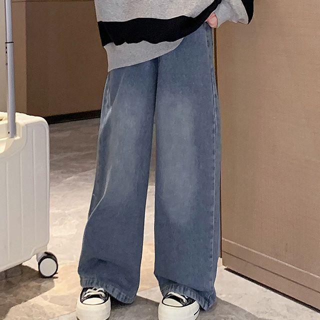 女童秋季宽松卫衣套装洋气2025条纹长袖新款大童女孩牛仔裤两件套|undefined