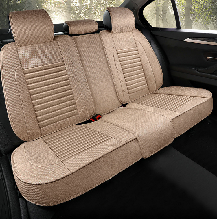 Car Seat Cushion Cover, Linen Full Surround Fabric Seat Cover, Universal for All Seasons, Summer Seat Cushion