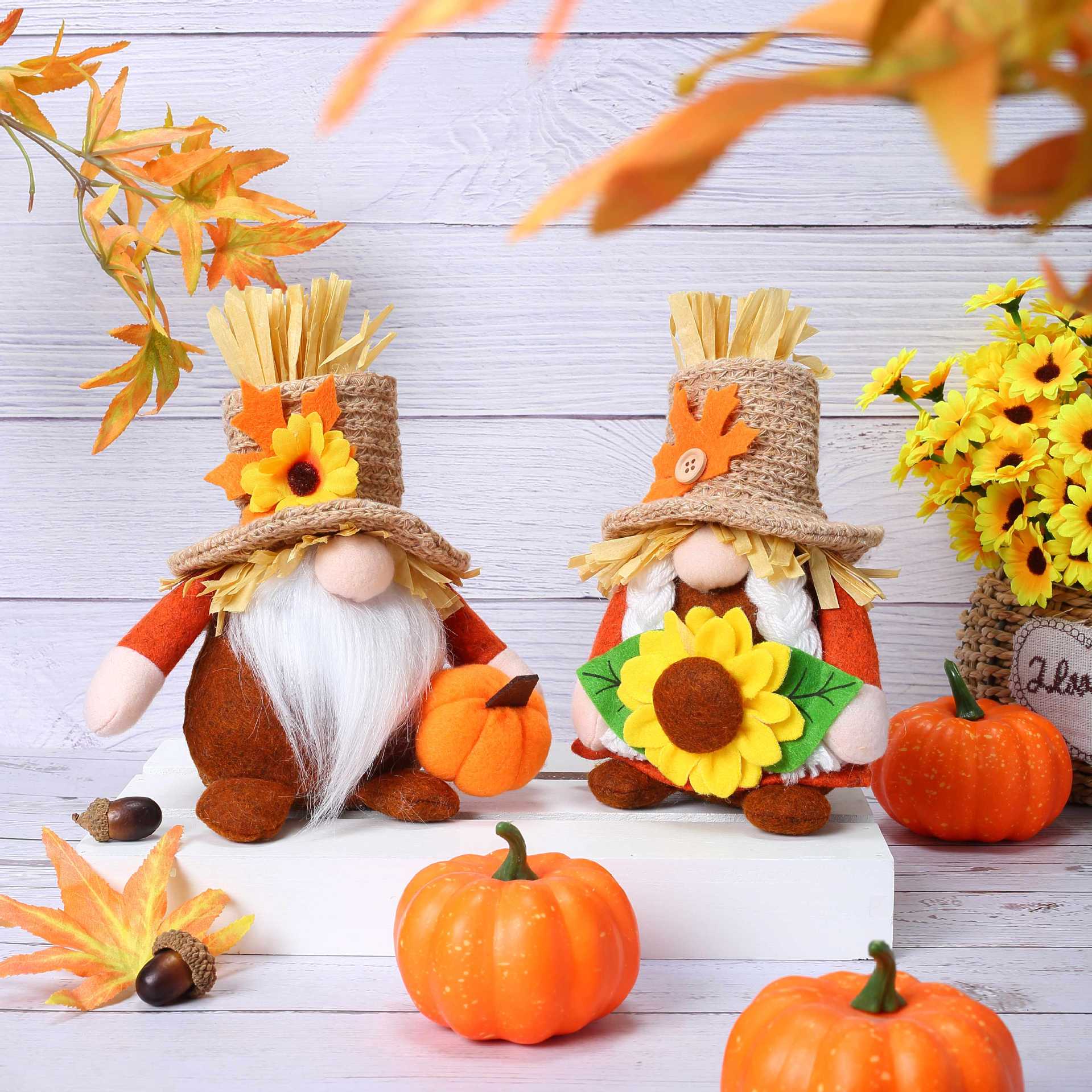 Nuevo Día de Acción de Gracias transfronterizo Espantapájaros Festival de la cosecha Decoración Muñeca sin rostro Muñeca Calabaza Hoja de arce Rudolph Adornos