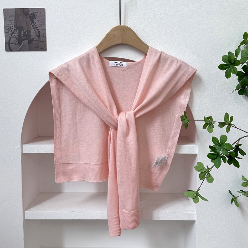 Challas de punto para mujeres primavera y verano coreano nuevo exterior de color sólido pequeño challas de aire acondicionado sala challas cuello falso hombro