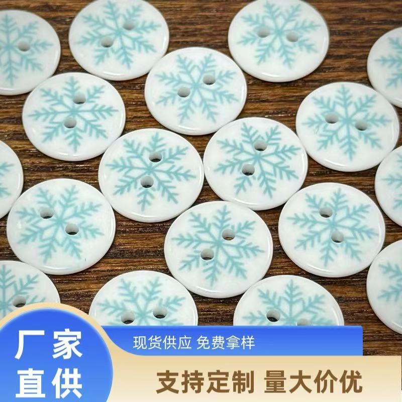 Blue Snowflake Children's Clothing Buttons with Cute Cartoon Patterns, Children's Painted Knitted Sweater Buttons, Handmade Accessories
