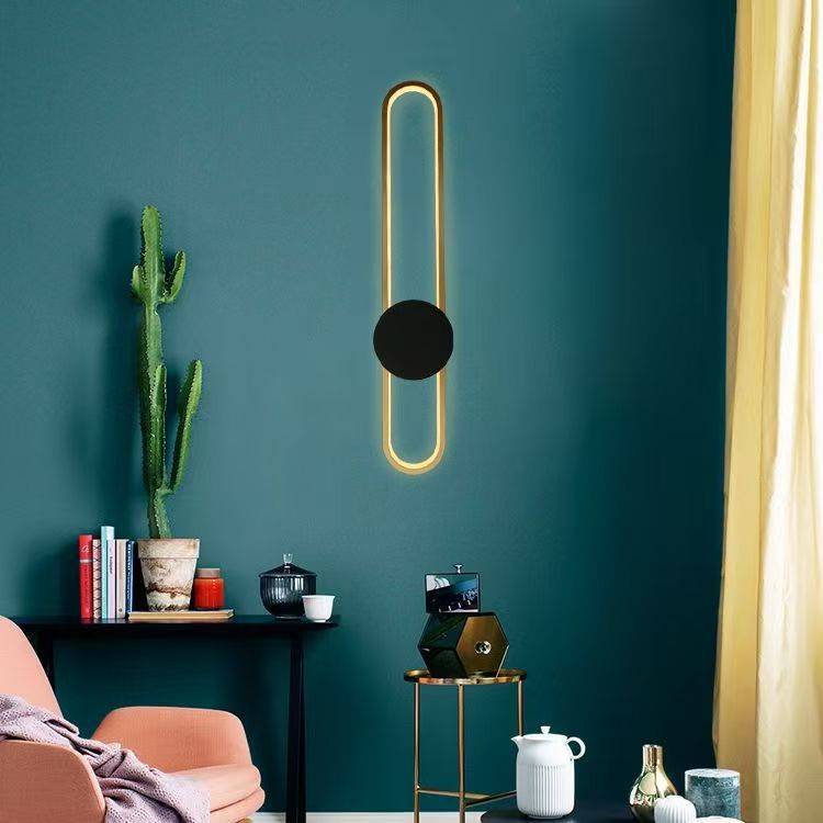 Luz de pared roja moderna simple ovalada lámpara de pared del dormitorio cabecera sofá de fondo luz de pared transfronteriza