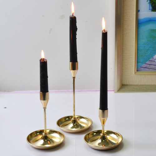 Cross-border Internet celebrity Nordic iron candle holder three-piece set simple black Western candle holder ornaments one piece drop shipping