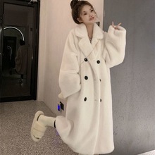皮草外套女冬季新款仿水貂绒西服大衣宽松保暖显瘦长款毛毛