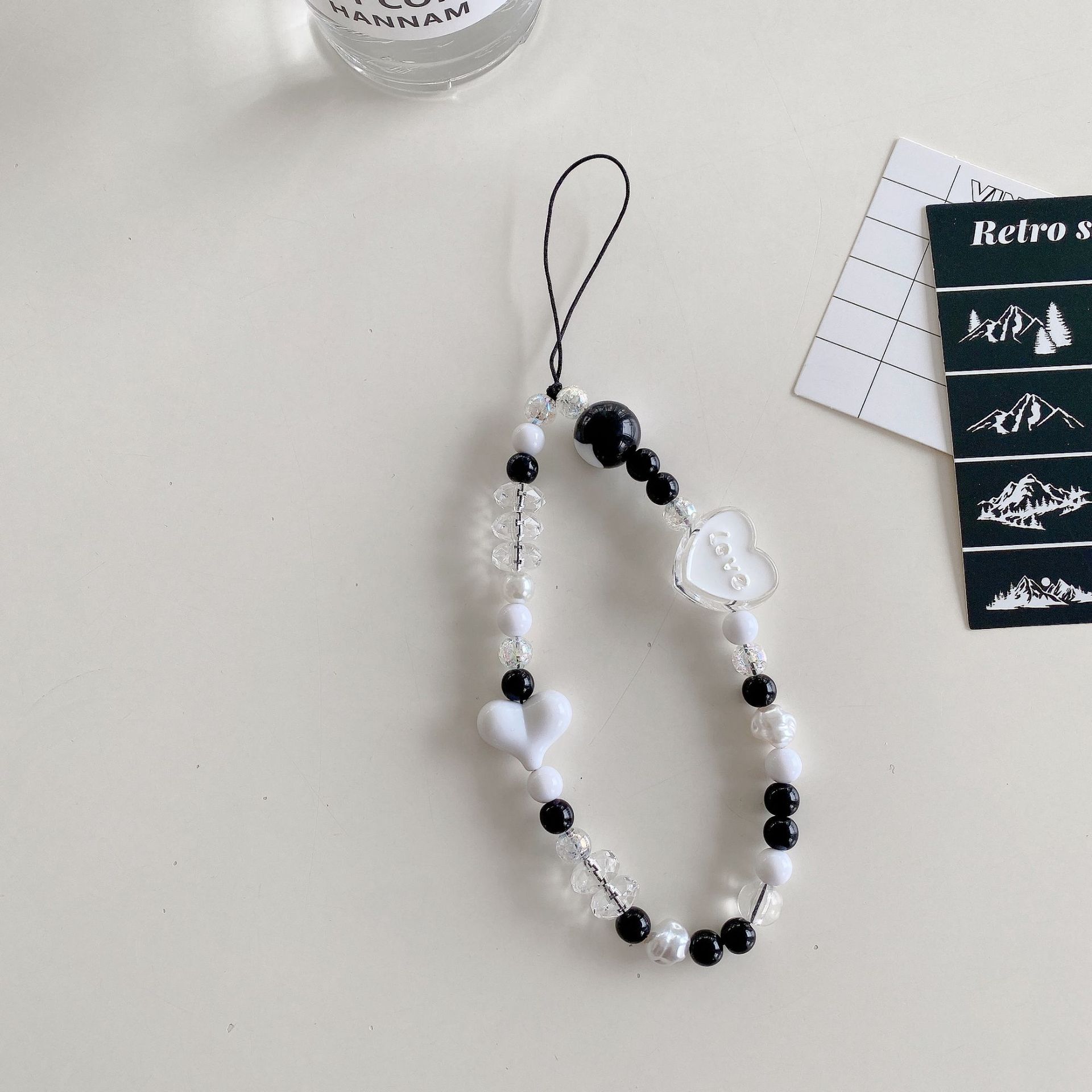 Adatto per cubo di cristallo galvanico braccialetto d'amore custodia per cellulare accessori ciondolo fiocco di perle bianche catena universale_voghion.com