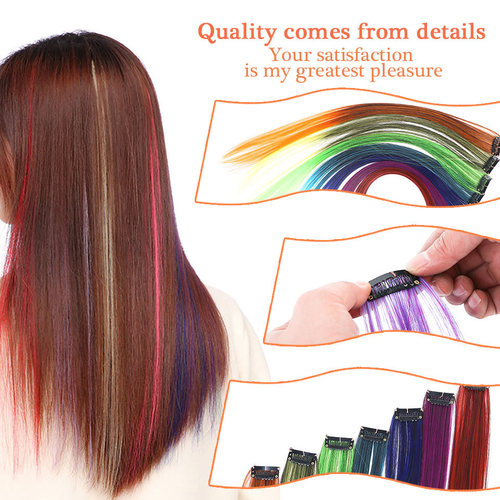 Cross-border European and American wig clips with ear-hanging design, dyed hairpieces—new arrival in one-piece style, featuring vibrant gradient colors and high-temperature resistant fibers.