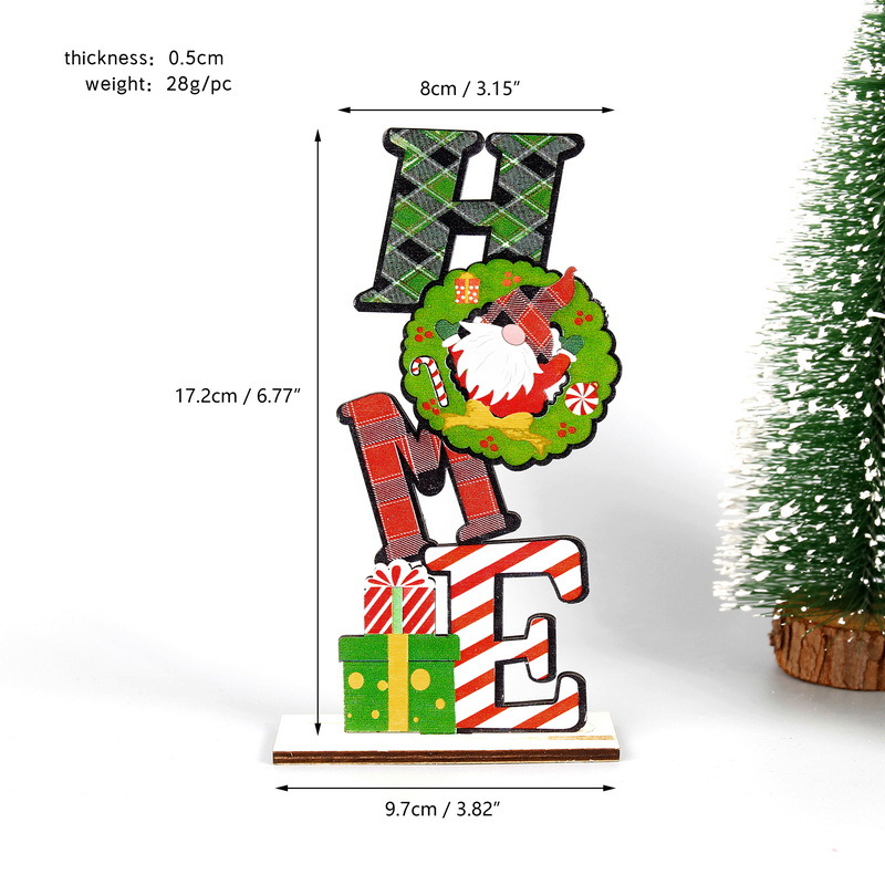 Adornos de Rudolph con letras estampadas en madera de Navidad (vertical-HOME))