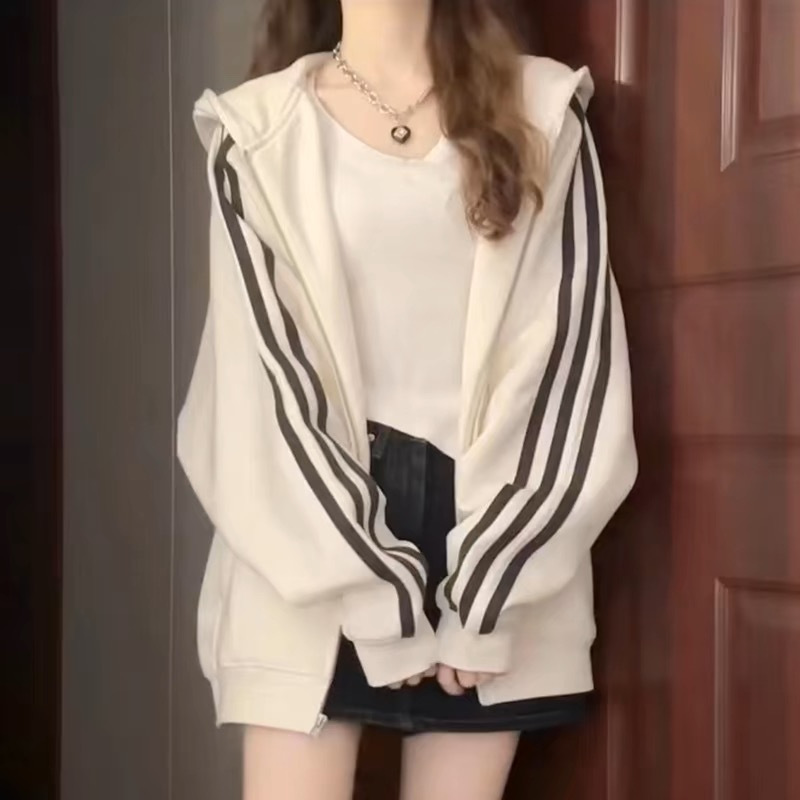 秋冬季美式卫衣女连帽外套宽松时尚百搭慵懒风休闲运动上衣批发