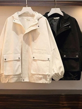 大码女装200斤胖妹妹2025春装新款工装冷系时尚学生长袖开衫外套