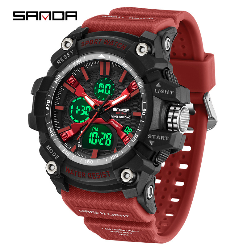 Sanda reloj de venta caliente deportes para estudiantes reloj electrónico luminoso fresco tendencia de moda reloj electrónico impermeable