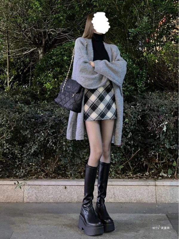 三件套装2025春秋季新款美拉德针织毛衣开衫外套+打底衫+半身裙女|undefined